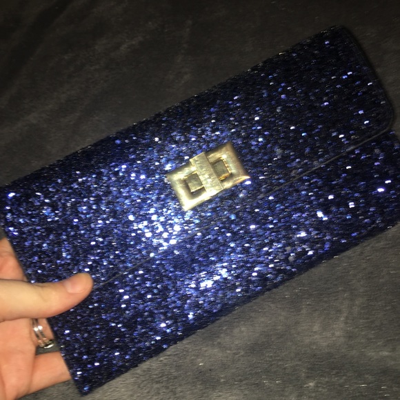 Gorgeous GUESS royal blue glitter clutch - Picture 2 of 2